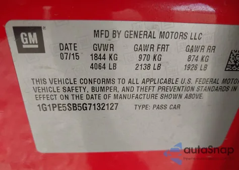 2016 Chevrolet Cruze Limited Lt z USA, uszkodzony, nr VIN 1G1PE5SB5G7132127